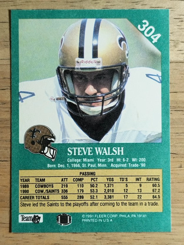 1991 Fleer #304 Steve Walsh
