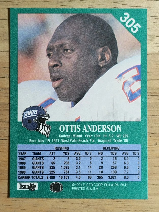 1991 Fleer #305 Ottis Anderson