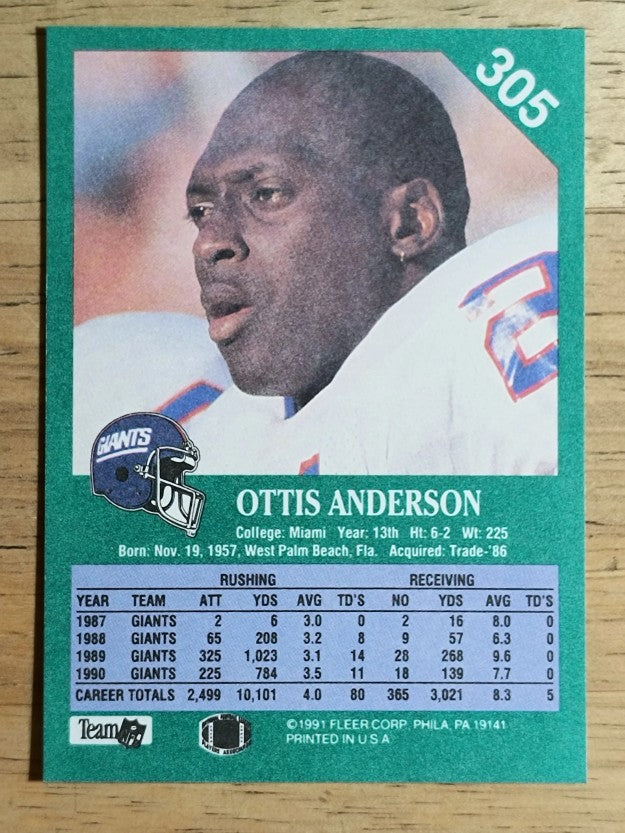 1991 Fleer #305 Ottis Anderson