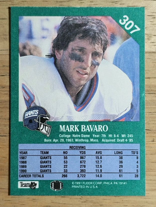 1991 Fleer #307 Mark Bavaro