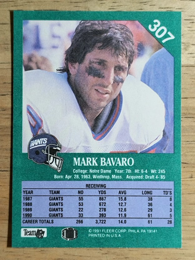 1991 Fleer #307 Mark Bavaro