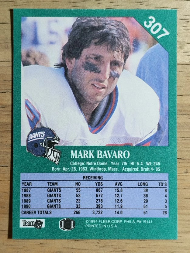 1991 Fleer #307 Mark Bavaro