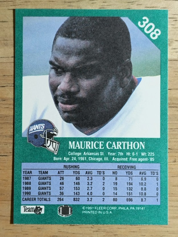 1991 Fleer #308 Maurice Carthon