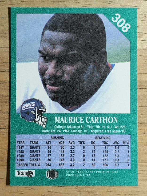 1991 Fleer #308 Maurice Carthon