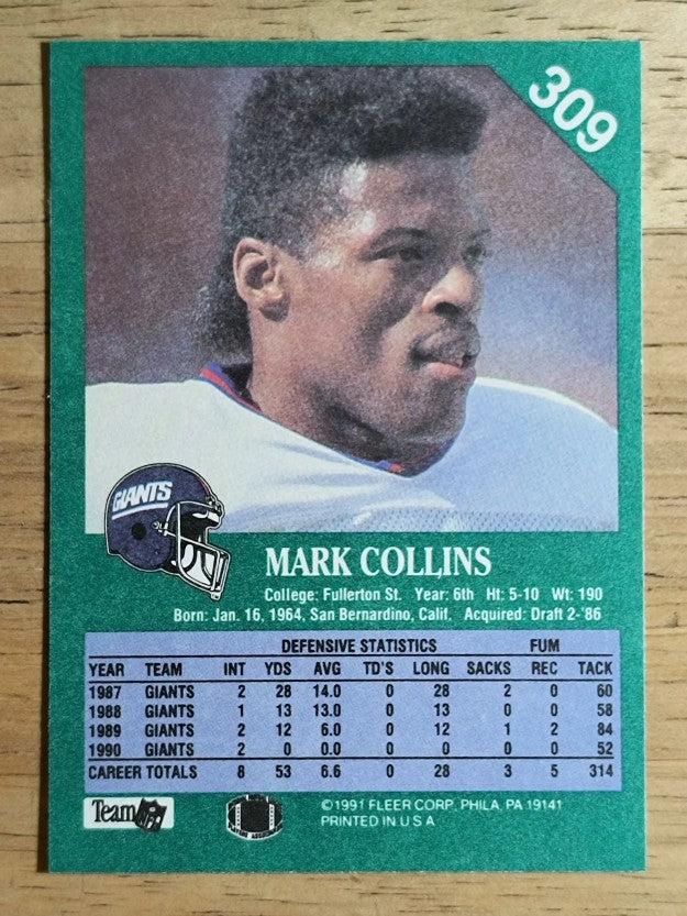 1991 Fleer #309 Mark Collins