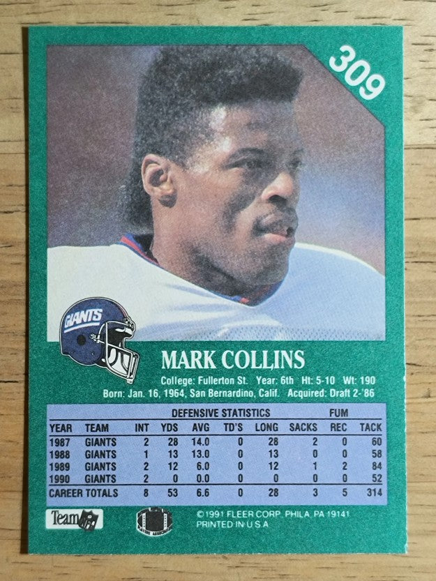 1991 Fleer #309 Mark Collins