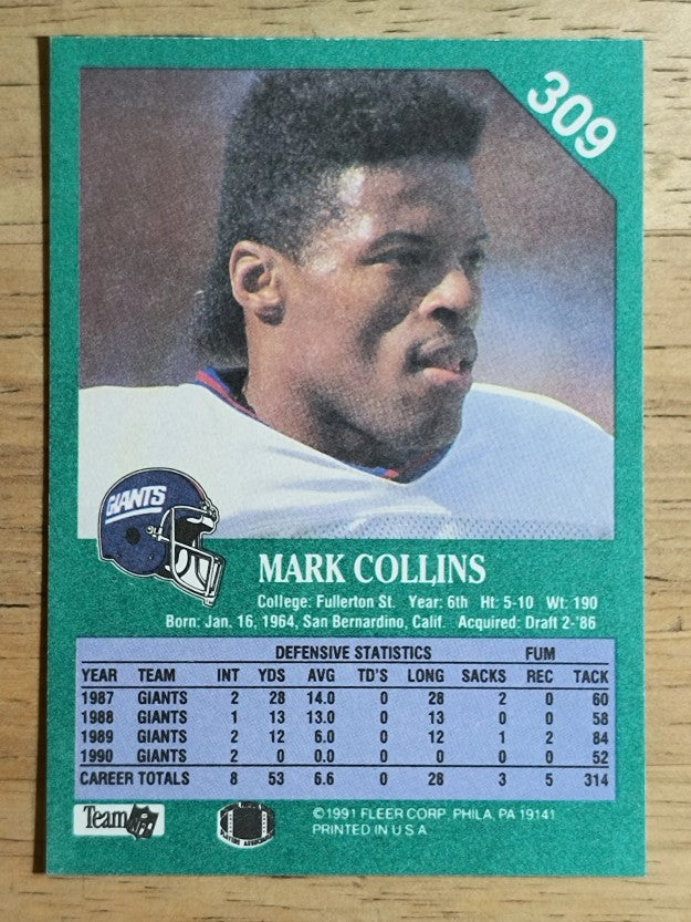 1991 Fleer #309 Mark Collins