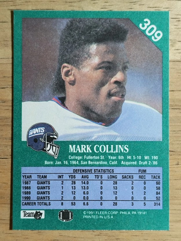 1991 Fleer #309 Mark Collins