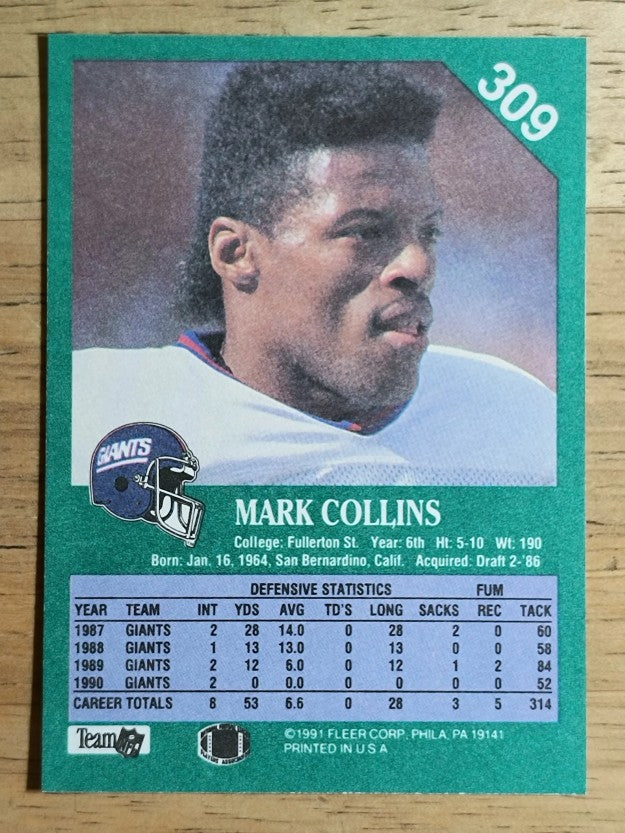 1991 Fleer #309 Mark Collins