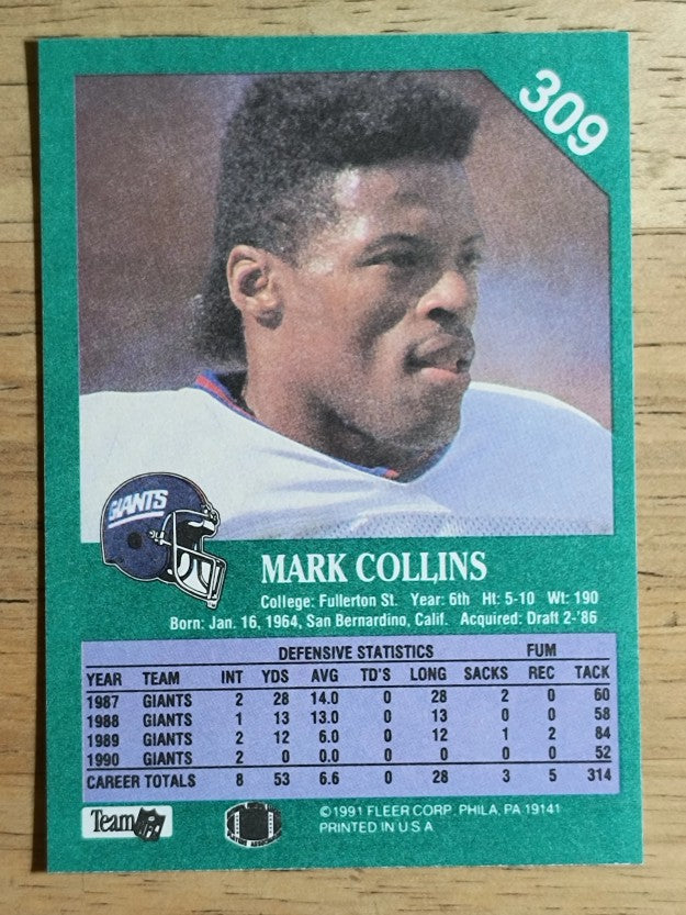 1991 Fleer #309 Mark Collins