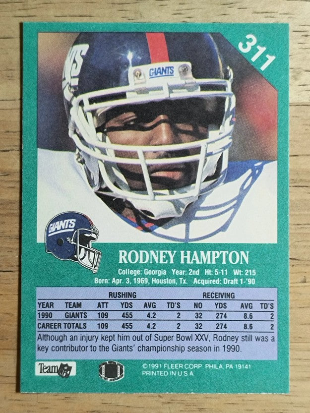 1991 Fleer #311 Rodney Hampton