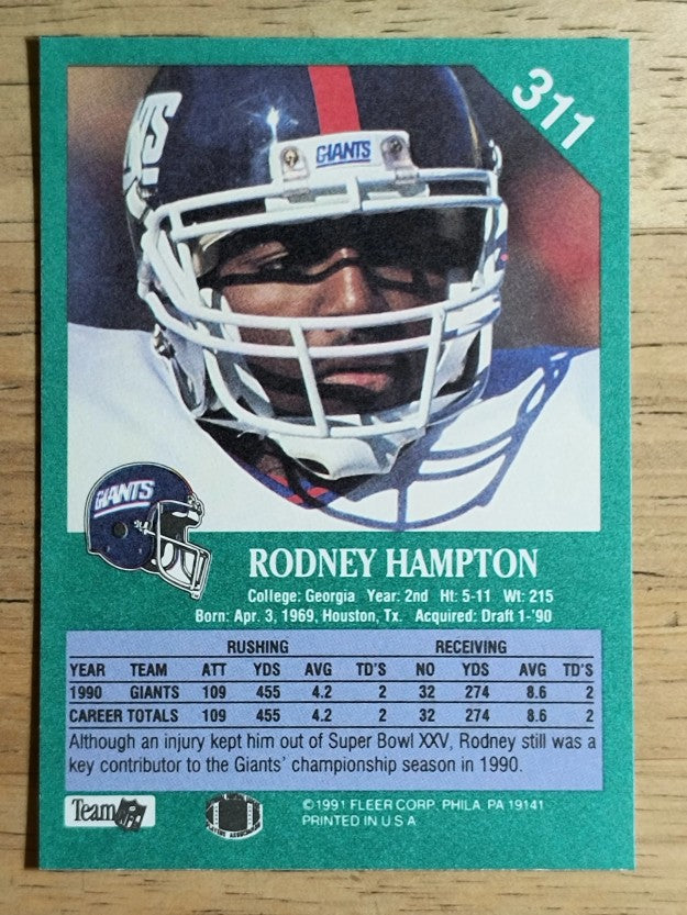 1991 Fleer #311 Rodney Hampton