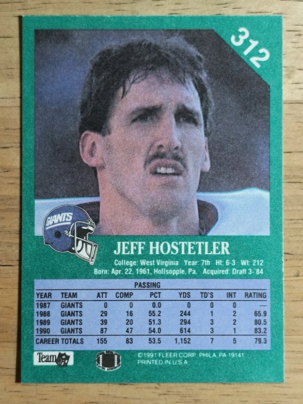 1991 Fleer #312 Jeff Hostetler