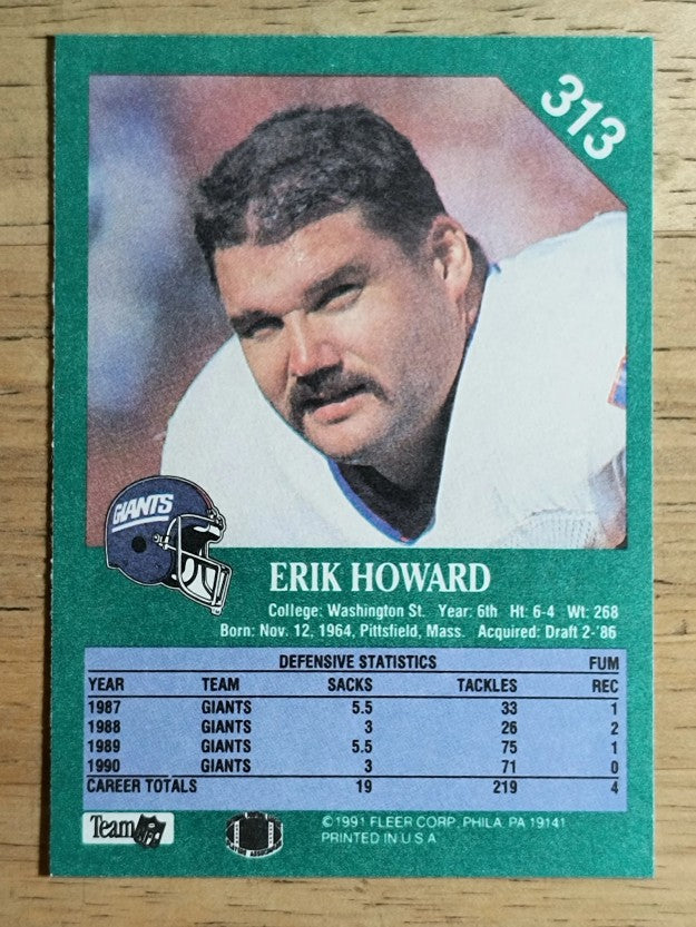 1991 Fleer #313 Erik Howard