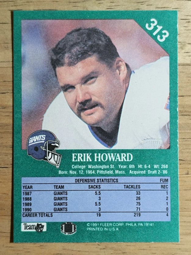 1991 Fleer #313 Erik Howard