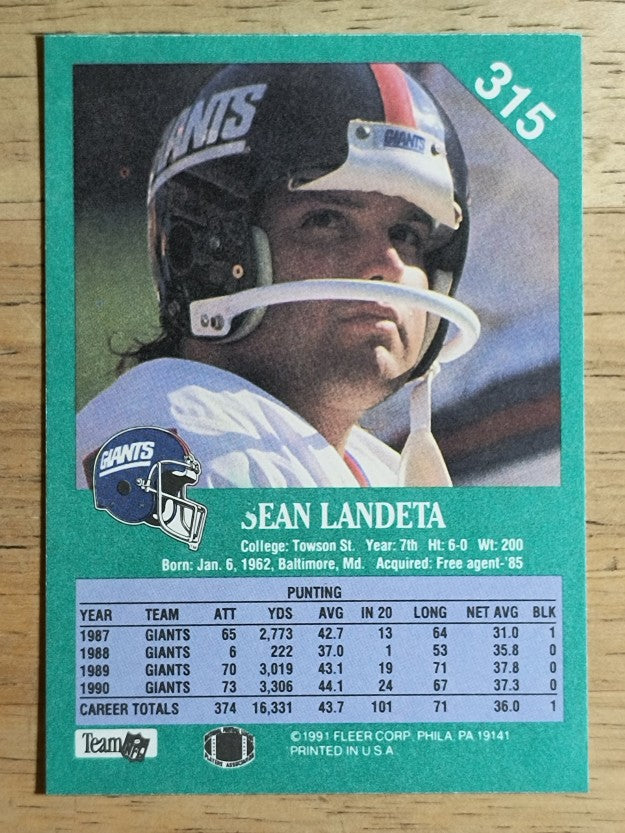 1991 Fleer #315 Sean Landeta