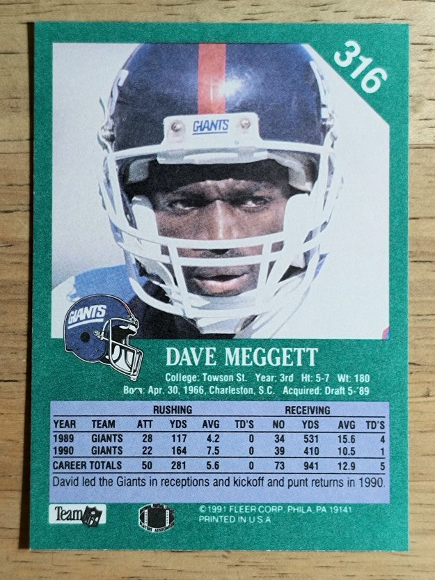 1991 Fleer #316 Dave Meggett