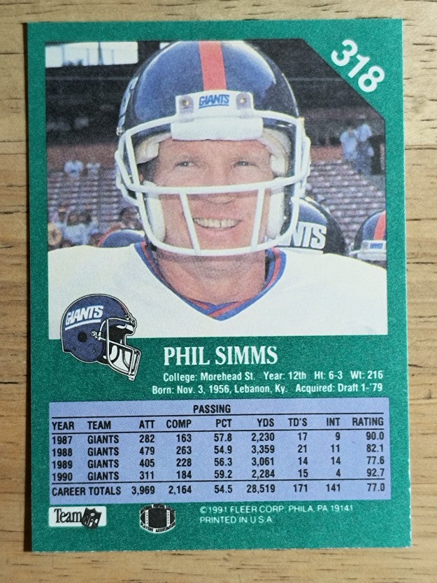 1991 Fleer #318 Phil Simms