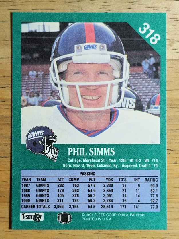 1991 Fleer #318 Phil Simms