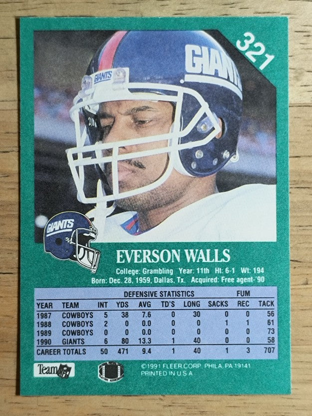 1991 Fleer #321 Everson Walls