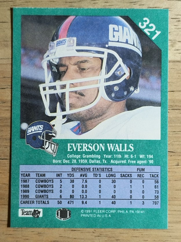 1991 Fleer #321 Everson Walls