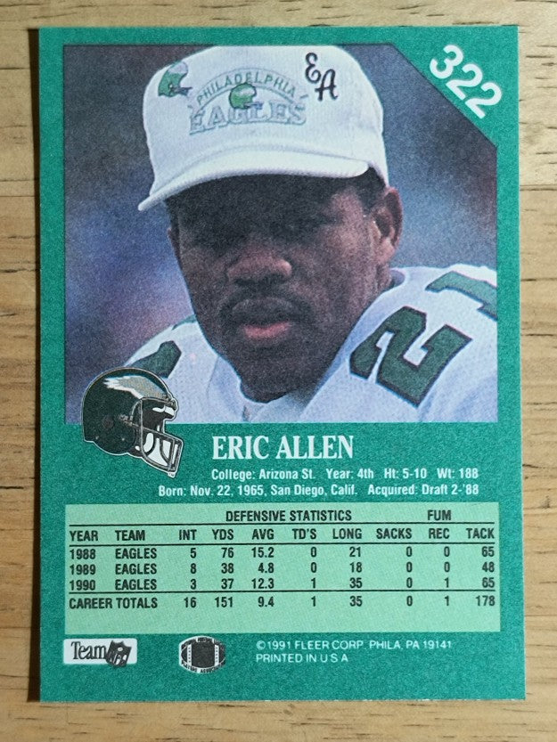 1991 Fleer #322 Eric Allen