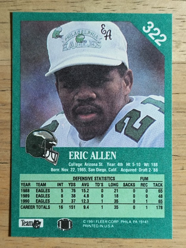 1991 Fleer #322 Eric Allen