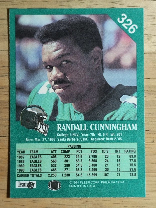 1991 Fleer #326 Randall Cunningham