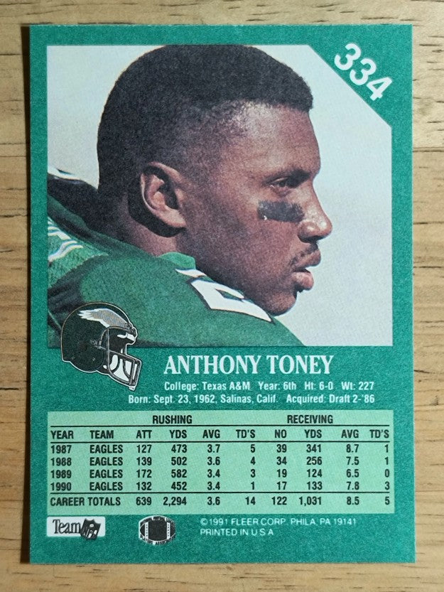 1991 Fleer #334 Anthony Toney