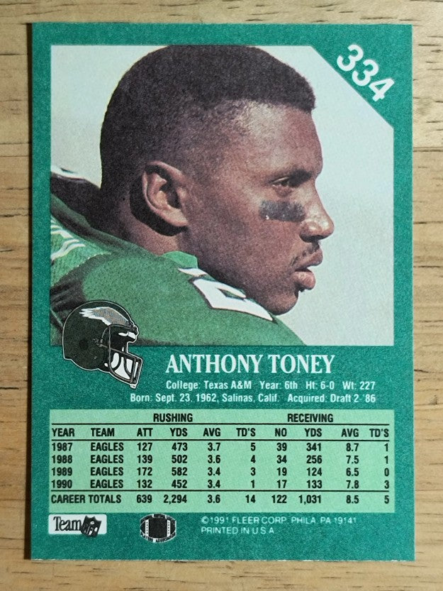 1991 Fleer #334 Anthony Toney