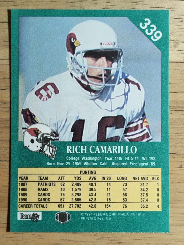 1991 Fleer #339 Rich Camarillo