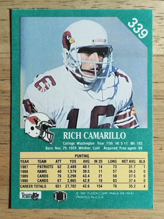 1991 Fleer #339 Rich Camarillo