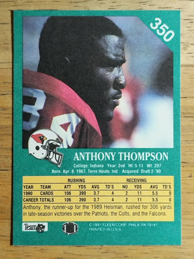 1991 Fleer #350 Anthony Thompson