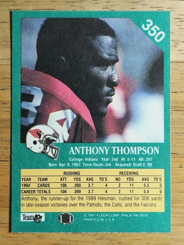 1991 Fleer #350 Anthony Thompson
