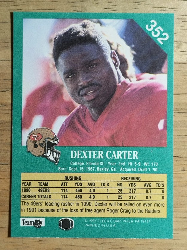 1991 Fleer #352 Dexter Carter