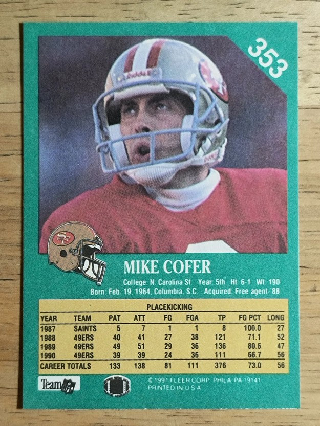 1991 Fleer #353 Mike Cofer