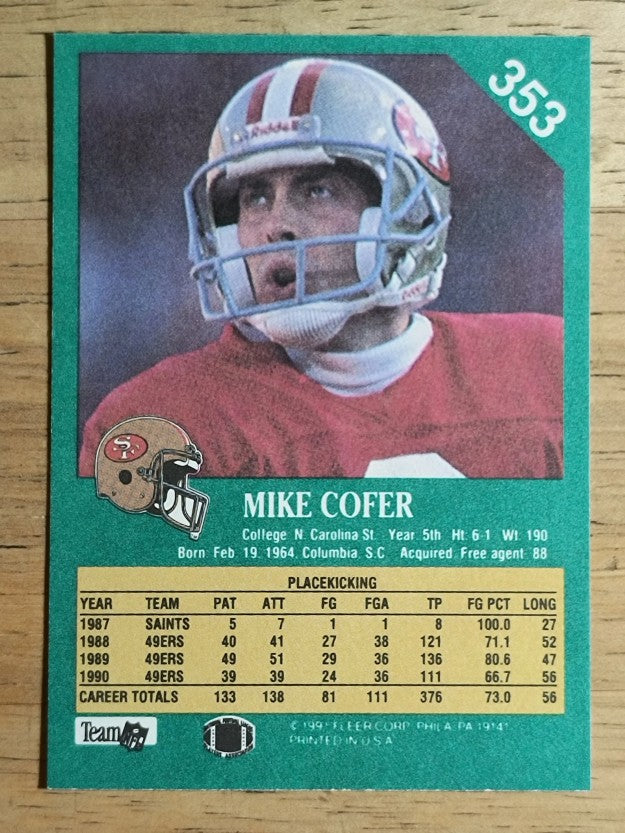 1991 Fleer #353 Mike Cofer