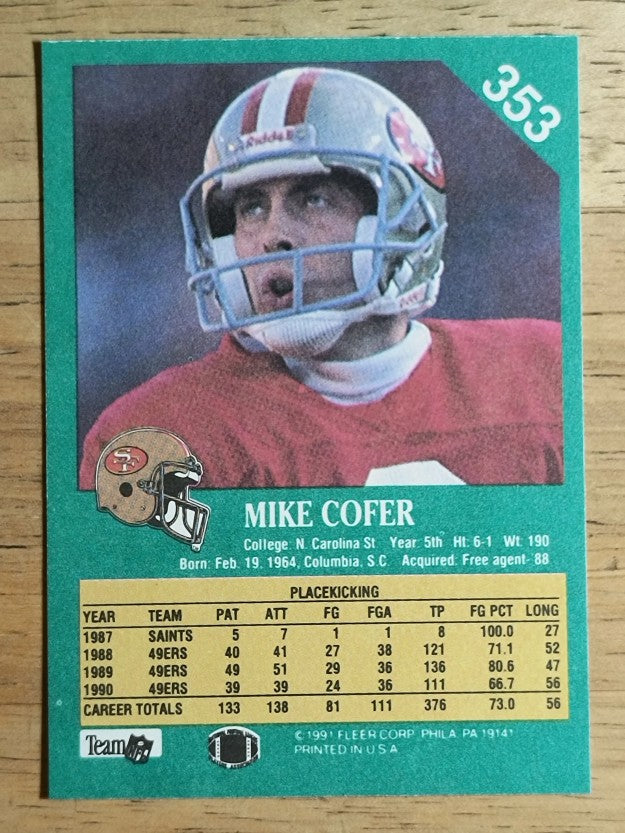 1991 Fleer #353 Mike Cofer