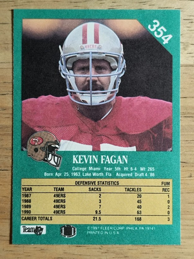 1991 Fleer #354 Kevin Fagan