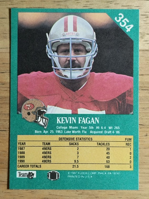 1991 Fleer #354 Kevin Fagan
