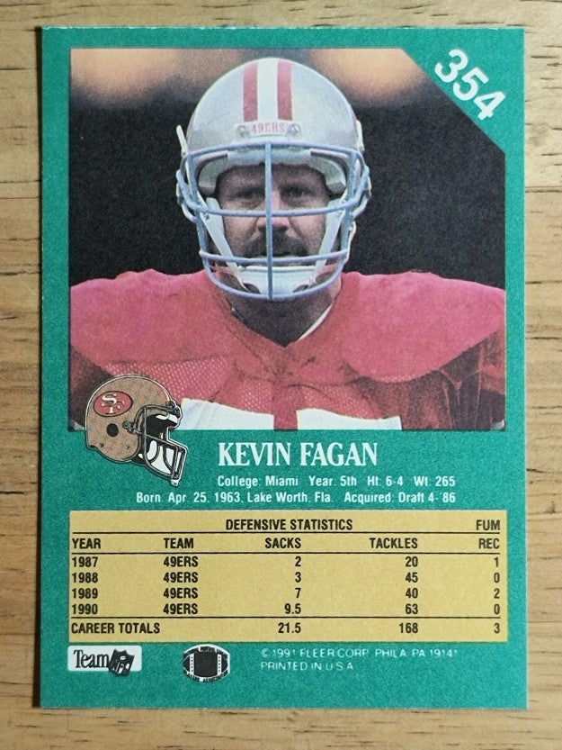 1991 Fleer #354 Kevin Fagan