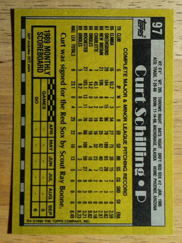 1990 Topps #97 Curt Schilling