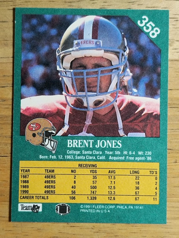 1991 Fleer #358 Brent Jones