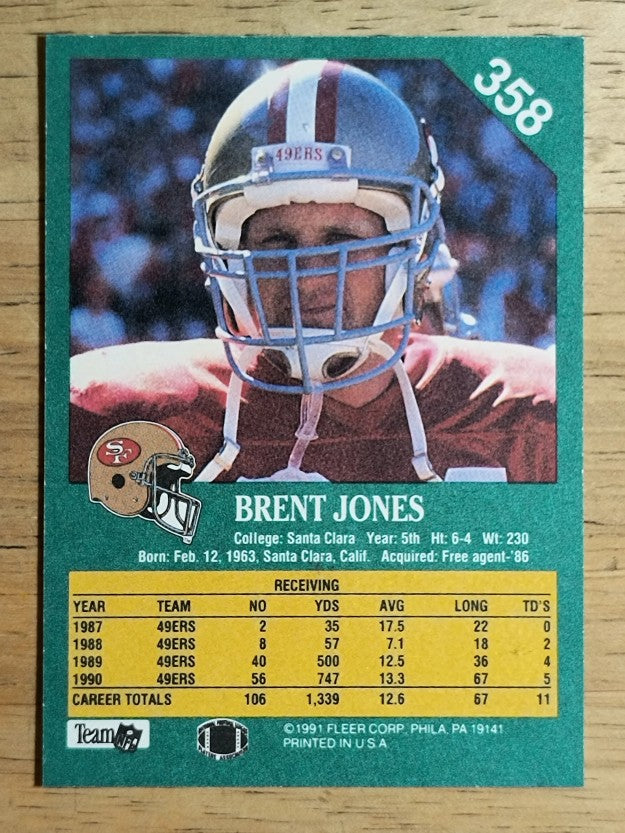 1991 Fleer #358 Brent Jones
