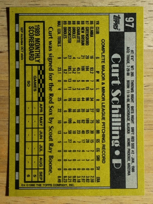 1990 Topps #97 Curt Schilling