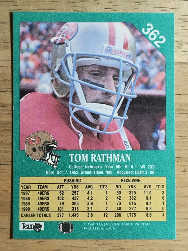 1991 Fleer #362 Tom Rathman