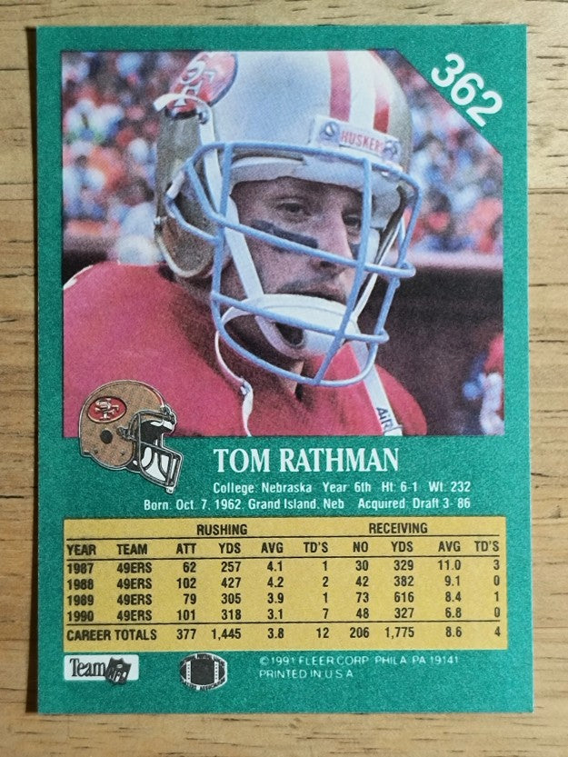 1991 Fleer #362 Tom Rathman