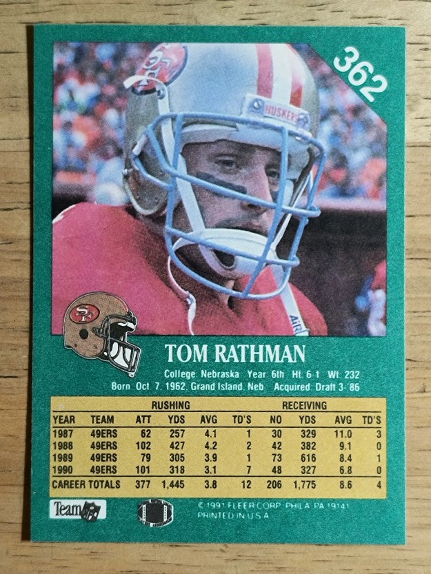 1991 Fleer #362 Tom Rathman