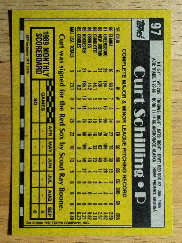 1990 Topps #97 Curt Schilling