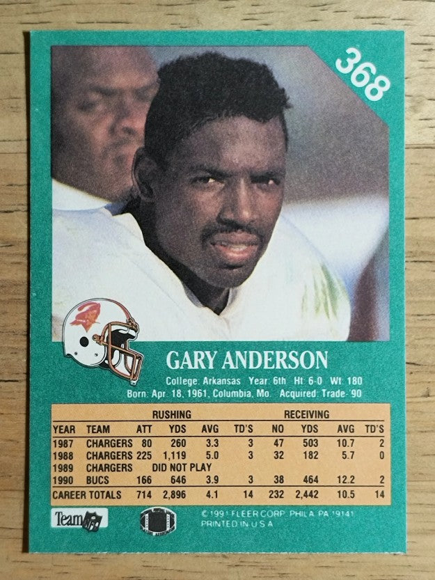 1991 Fleer #368 Gary Anderson RB